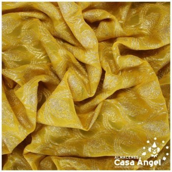 GASA JACQUARD AMARILLO Y ORO SERIE MAHAL 135cm