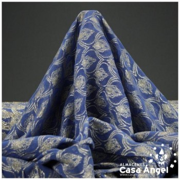 GASA JACQUARD AZUL Y ORO SERIE MAHAL 135cm