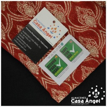 GASA JACQUARD ROJO CORAL Y ORO SERIE MAHAL 135cm