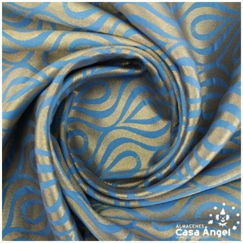 JACQUARD DE GOTAS Y ONDAS TURQUESA SERIE JAREGIN 150cm