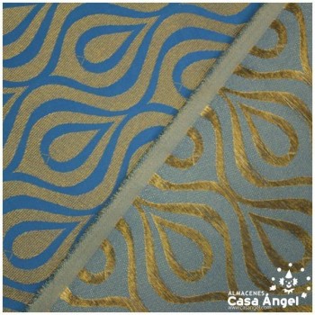 JACQUARD DE GOTAS Y ONDAS TURQUESA SERIE JAREGIN 150cm