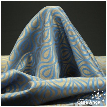 JACQUARD DE GOTAS Y ONDAS TURQUESA SERIE JAREGIN 150cm