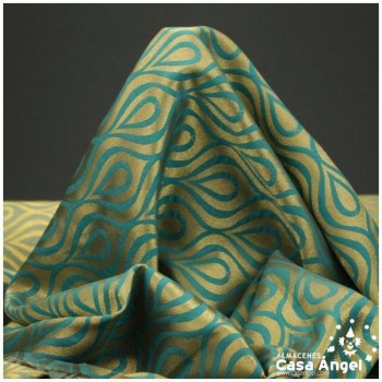 JACQUARD DE GOTAS Y ONDAS VERDE SERIE JAREGIN 150cm