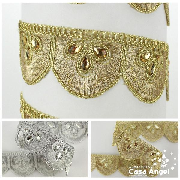 PASAMANERÍA RIBETE ESCUDOS APLIQUES STRASS 35mm