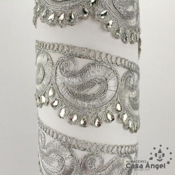 PASAMANERÍA BORDADO CACHEMIR PIEDRAS STRASS 55mm