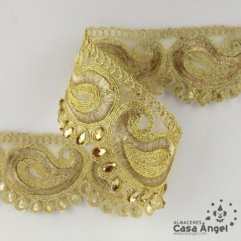 PASAMANERÍA BORDADO CACHEMIR PIEDRAS STRASS 55mm