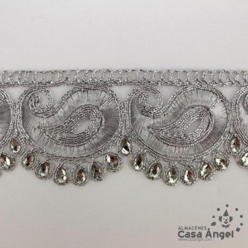 PASAMANERÍA BORDADO CACHEMIR PIEDRAS STRASS 55mm