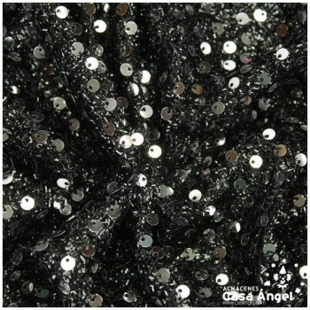 PUNTO DE RAFIA NEGRO CON LENTEJUELA PLATEADA SERIE PIGALLE 145cm