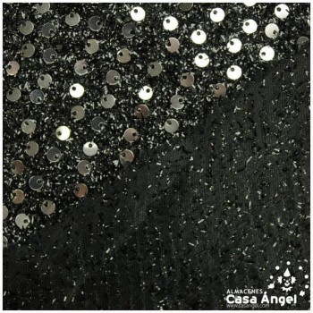 PUNTO DE RAFIA NEGRO CON LENTEJUELA PLATEADA SERIE PIGALLE 145cm