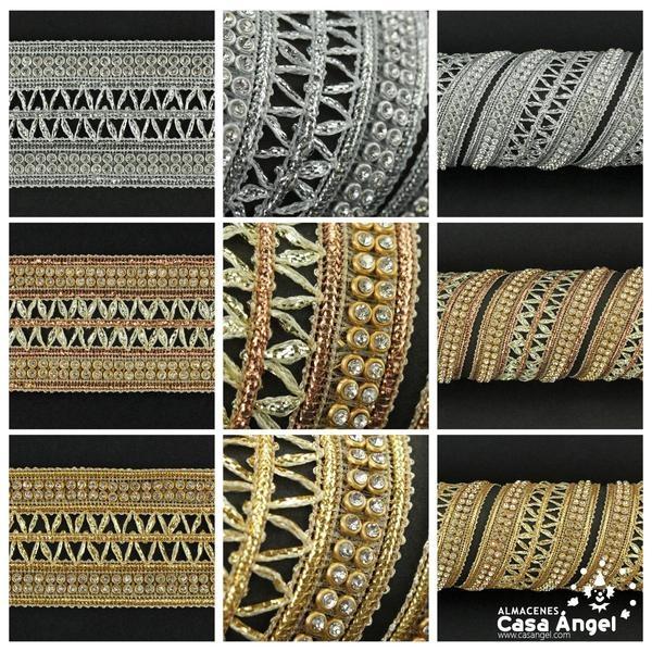 PASAMANERÍA ANCHA BORDADO ZIGZAG STRASS 40mm