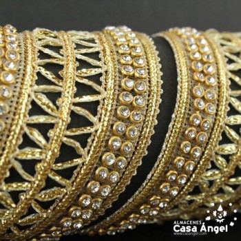 PASAMANERÍA ANCHA BORDADO ZIGZAG STRASS 40mm