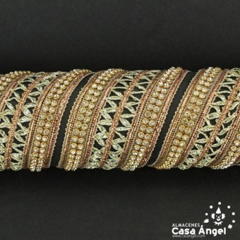 PASAMANERÍA ANCHA BORDADO ZIGZAG STRASS 40mm