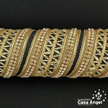 PASAMANERÍA ANCHA BORDADO ZIGZAG STRASS 40mm