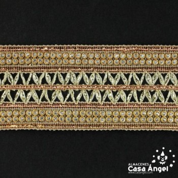 PASAMANERÍA ANCHA BORDADO ZIGZAG STRASS 40mm