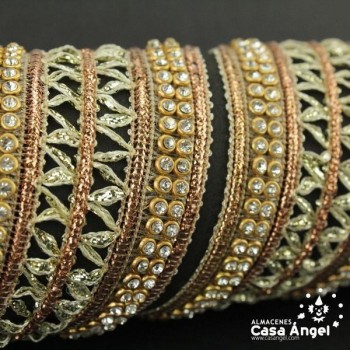 PASAMANERÍA ANCHA BORDADO ZIGZAG STRASS 40mm