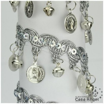 FLECO CASCABELES MONEDAS BORDADO PICOS 4cm