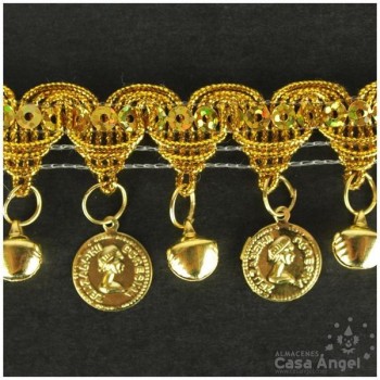 FLECO CASCABELES MONEDAS BORDADO PICOS 4cm