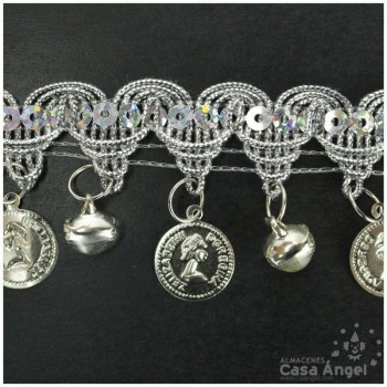 FLECO CASCABELES MONEDAS BORDADO PICOS 4cm