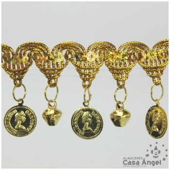 FLECO CASCABELES MONEDAS BORDADO PICOS 4cm