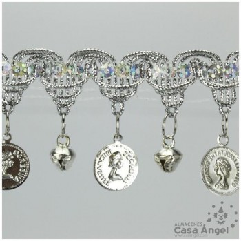 FLECO CASCABELES MONEDAS BORDADO PICOS 4cm