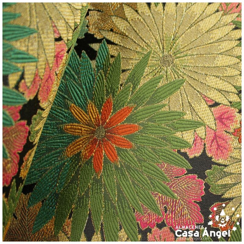 TEJIDO JACQUARD DE FLORES SERIE MATCHA KAKI 150cm