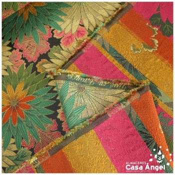 TEJIDO JACQUARD DE FLORES SERIE MATCHA KAKI 150cm