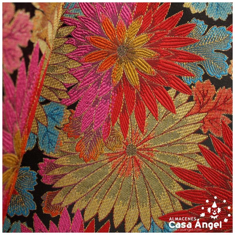 TEJIDO JACQUARD DE FLORES SERIE MATCHA ROJO 150cm