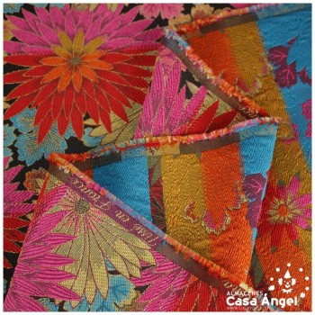 TEJIDO JACQUARD DE FLORES SERIE MATCHA ROJO 150cm
