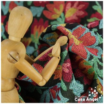TEJIDO JACQUARD GOBELINO FLORAL SERIE FIORE MULTICOLOR 150cm