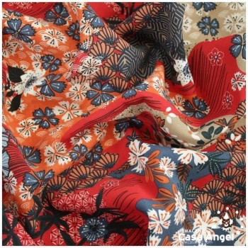 POPELÍN DE VISCOSA ESTAMPADO JAPONÉS ROJO SERIE AYO 140cm
