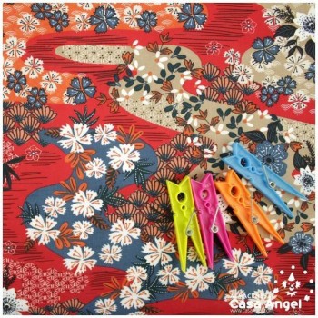 POPELÍN DE VISCOSA ESTAMPADO JAPONÉS ROJO SERIE AYO 140cm