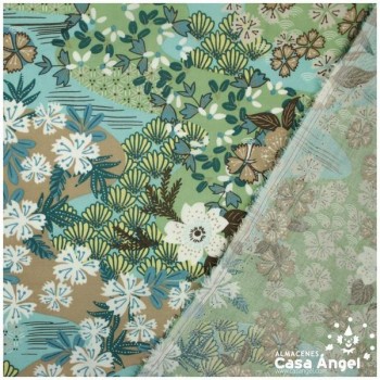 POPELÍN DE VISCOSA ESTAMPADO JAPONÉS TURQUESA SERIE AYO 140cm