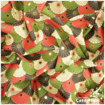 PERCAL DE FLORES ESCAMADAS ROJO SERIE HIRO 145cm
