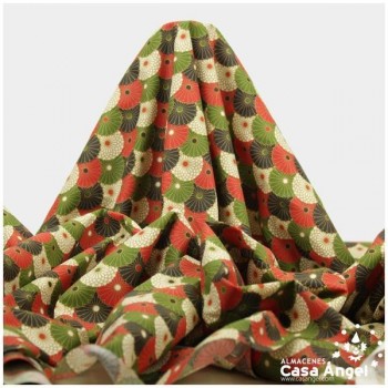 PERCAL DE FLORES ESCAMADAS ROJO SERIE HIRO 145cm