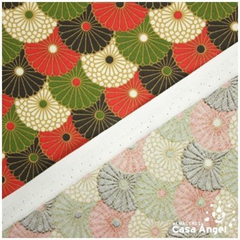 PERCAL DE FLORES ESCAMADAS ROJO SERIE HIRO 145cm