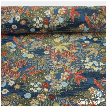 TEJIDO JACQUARD DE INSPIRACIÓN JAPONESA AZUL NOCHE SERIE YANG 140cm