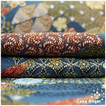 TEJIDO JACQUARD DE INSPIRACIÓN JAPONESA AZUL NOCHE SERIE YANG 140cm