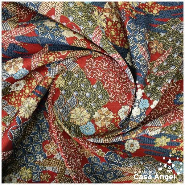 TEJIDO JACQUARD DE INSPIRACIÓN JAPONESA ROJO SANGRE SERIE YANG 140cm
