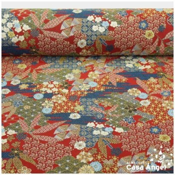 TEJIDO JACQUARD DE INSPIRACIÓN JAPONESA ROJO SANGRE SERIE YANG 140cm