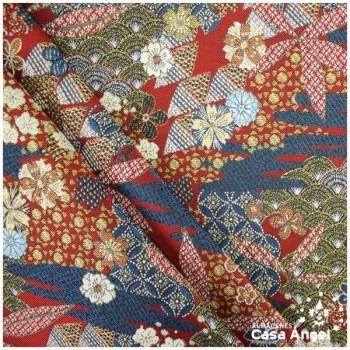 TEJIDO JACQUARD DE INSPIRACIÓN JAPONESA ROJO SANGRE SERIE YANG 140cm