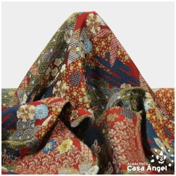 TEJIDO JACQUARD DE INSPIRACIÓN JAPONESA ROJO SANGRE SERIE YANG 140cm