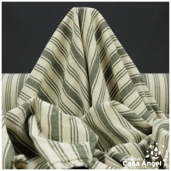 TEJIDO DE ALGODÓN A RAYAS KAKI SERIE TSUKI 150cm