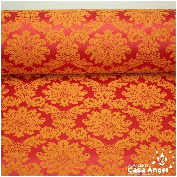 DAMASCO ROJO Y ORO DE BROCADO VICTORIANO SERIE MALAKA 280cm