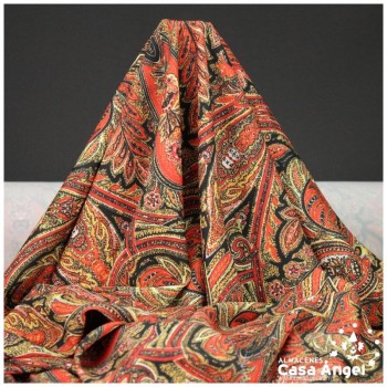 TEJIDO LIGERO PAISLEY SERIE ABRIL ROJO Y NEGRO 150cm
