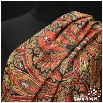 TEJIDO LIGERO PAISLEY SERIE ABRIL ROJO Y NEGRO 150cm