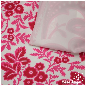 CORTE DE REFAJO AZUL PARA FALDA CON BORDADO DE FLORES BLANCAS 280x135cm