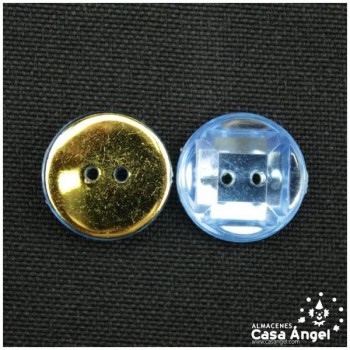 BOTÓN AZUL CIELO ACRÍLICO FACETADO REVERSO ORO 10 UNIDADES