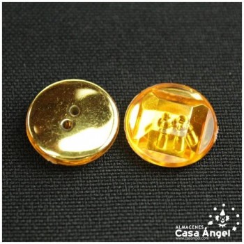 BOTÓN ÁMBAR ACRÍLICO FACETADO REVERSO ORO 10 UNIDADES