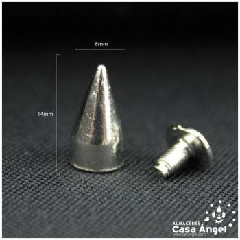 TACHA CONO ROCKER PLATA CON TORNILLO 8mm BOLSA DE 5uds