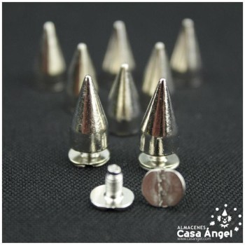 TACHA CONO ROCKER PLATA CON TORNILLO 8mm BOLSA DE 5uds